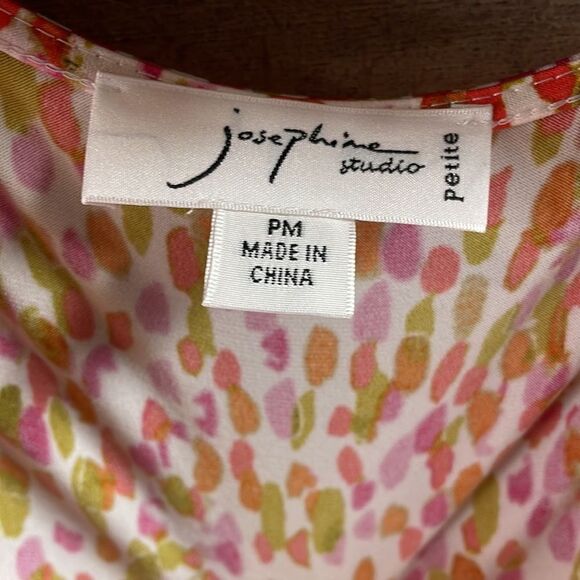 Josephine Studio Ladies Vneck Blouse, Petite Medium, White and Multicolor - Picture 4 of 6